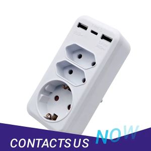 DelightFire Stop Kontak USB Type C EU Plug Flame Retardant 16A 250V - D16 putih