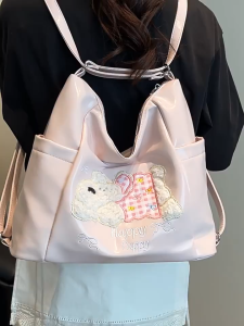 MOUSSON  กระเป๋าโท้ทสำหรับเดินทางสบายๆความจุขนาดใหญ่ใหม่สตรีทเทรนด์ตุ๊กตาลูกสุนัขสะพายไหล่คู่กระเป๋าอเนกประสงค์ใบใหญ่