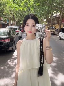 Tóc Giả Kẹp Tóc Đính Nơ Hoa Văn Thắt Bính Thanh Lịch Quý Phái Cho Nữ - Phụ kiện RyRy