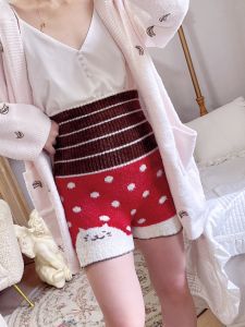 อุ่น Waxy High เอว หนาขึ้น Heattech ผ้าขนแกะ เรียงราย ผู้หญิง ฤดูหนาว ชุดชั้นในแบบสั้น กางเกง Double Layer การ์ตูน Print Home Clothes