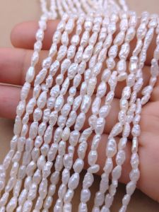 ไข่มุกน้ำจืดขนาด 3 มม รูปทรงบาร็อค ไม่สมมาตร สำหรับทำสร้อยคอ DIY อุปกรณ์เสริม วัสดุลูกปัดกลมมันเงา อุปกรณ์ทำเครื่องประดับ