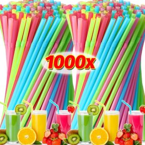 100Pcs Disposable Colorful Straws Flexible Drinking Straw for Bubble Milk Cocktail Wedding Party Kitchen Bar Supplies