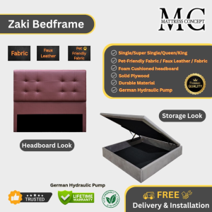 Mattress Concept Zaki Storage Bedframe Pet Friendly Fabric/FauxLeather/Fabric All Size Available