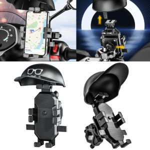 COD [Free Shipping] Small Helmet Rider Motorcycle Handle Mount Waterproof Bicycle Umbrella Phone Bracket Portable Mini Parasol Phone Support