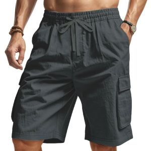 Male Cargo Pants Knee Shorts Classic Summer Shorts Multiple Pockets Large Size Casual Half Pants Khaki Army Green Shorts
