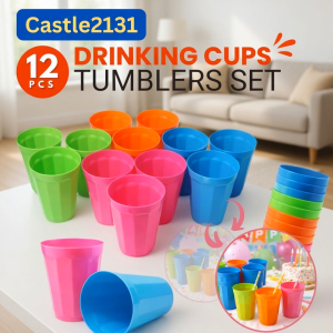 16oz Plastic Cups Reusable Colorful Drinking Cup Set Food Grade Water Juice Tumbler for Home Party Picnic Kitchen Durable BPA Free