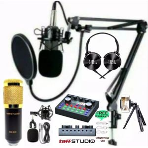 Promo Paket Lengkap Rekaman Mic Condenser BM800 Free Headset Bando + Tripod smartphone + Soundcard CENTECHIA V8S
