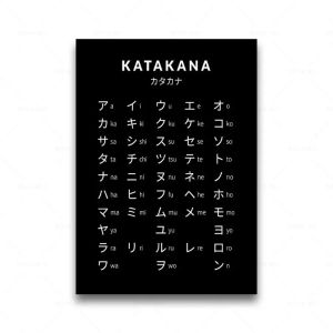Japanese Hiragana Katakana Poster Black White Canvas Painting Education Learn Wall Art Pictures Print Office Children Room Decor