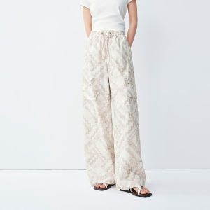 PEACEBIRD | Summer New Patterned Wide Leg Trousers Women