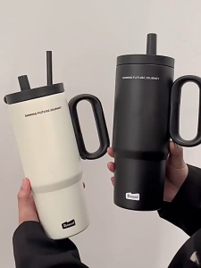 720ml Insulated Tumbler with Handle & Straw - 316 Stainless Steel Inner - Dual Drinking Modes - Hot & Cold Retention