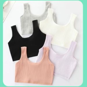 ใหม่ NY10 ชุดชั้นในเด็กผู้หญิงทรงสวยใส่สบายผ้านุ่มกระชับ (ซักไม่เสียทรง) ผ้าฝ้าย เป็นร่องๆ ใส่เป็นซัพในได้ (คละสี3ตัว)