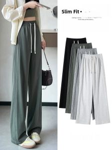 LANGPIN | Slim Wide Leg Pants Womens Spring Autumn Thin Casual Sports Loose Slimming New Straight Drapey Floor-Length Glutinous Rice Pants
