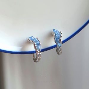 Ice Blue Sea Salt WJAN Mosquito Coil Dish Clip-On Earrings Womens Fashion No Piercing Light Blue Elegant Sweet Style