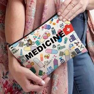 Large Medicine Storage Bag Travel Pill Organizer Odorless Durable Zippered Canvas Storage Bag for Vitamins Cosmetics FAMILY