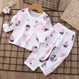 Pure Cotton Childrens Sleepwear Long Sleeve Thin Home Clothes Baby Air Conditioning Clothes Comfortable Breathable Spring Autumn