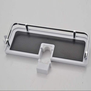 Multifunctional Shower Rod Shelf Liftable with Hook Tray Organizer HoleFree Shower Shower Shelf