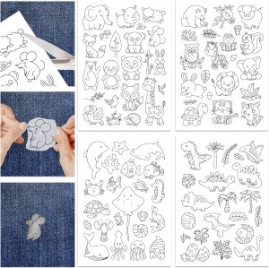 Cartoon Animal Water Soluble Embroidery Stickers Stick & Stitch Wash Away Transfer Paper for Hand Sewing DIY Crafts