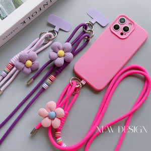 Fashionable Flower Double-Sided Adjustable Mobile Phone Universal Lanyard Diagonal Long Lanyard Anti-Loss Hanging Piece