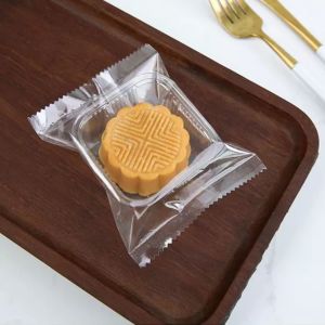 100pcs CNY Plastic Bag Chic Mooncake Heat Seal Wrappers with Transparent/Gold Trays – 50g 80g 100g 125g Sakura Bakery Packaging – Ideal for Home Bakers Small Businesses & Stylish Gift Giving
