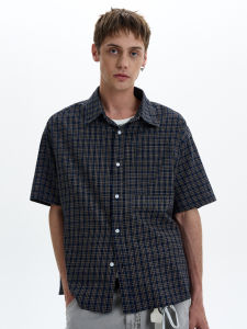 MADWITCH | American Retro Colorblock Plaid Short Sleeve Shirt
