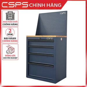 Tủ dụng cụ CSPS 61cm - 04 hộc kéo màu xanh dương kèm vách lưới ván gỗ