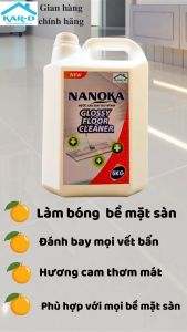 Nước lau sàn Tạo Bóng hương Cam Nanoka 5KG | giúp tạo bóng bề mặt sàn làm sạch vết bẩn nhanh chóng |Hàng chính hãng