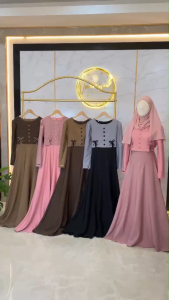 Dress ชุดเดรส รุ่นอลิซ ชุดอิสลาม เดรสมุสลิม ชุดเดรสสวยๆ ใส่ออกงาน ใส่รายอ ใส่นิกะห์ เนื้อผ้าเปเป้