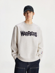 Jack Jones | NBA Collab Warriors Letter Logo Casual Mens Round Neck Sweatshirt
