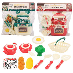 13pcs Children Kitchen Play Set Kichen Food Cooking Role Play Pretend Cookware Toy Cooking Stove Set with Utensils For Girls and Boy toys