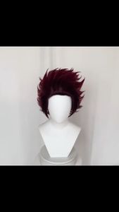 Wig Kamado Tanjirou Cosplay Rambut Palsu Demon Slayer Untuk Dewasa Dan Anak