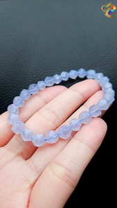 Collectors Grade Natural Faceted Blue Chalcedony Bracelet