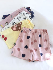 INS Summer Thin Pure Cotton Gauze Home Pants Shorts Sweet Cartoon Bear Loose High Waist All Cotton Short Pyjama Trousers Female