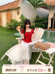 French Sweet Red Polka Dot New Summer Ruffle Square Neck Top