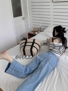 กางเกงยีนส์ทรงหลวมเอวสูงสำหรับผู้หญิง กางเกงขายาวทรงตรง ทรงสลิมฟิต ทรงหลวม กางเกงยีนส์ทรงหลวมสำหรับผู้หญิงไซส์เล็ก