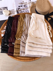 Ice Silk Wide Leg Pants Womens Summer New Thin Acetate Drape Cool Casual Straight Long Pants High Waist Korean Style