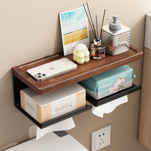 ตู้เก็บของสำหรับห้องน้ำแบบติดผนัง สไตล์จีนใหม่ ชั้นวางกระดาษชำระพร้อมที่จัดเก็บอุปกรณ์ต่างๆสำหรับห้องน้ำ 3 มิติ