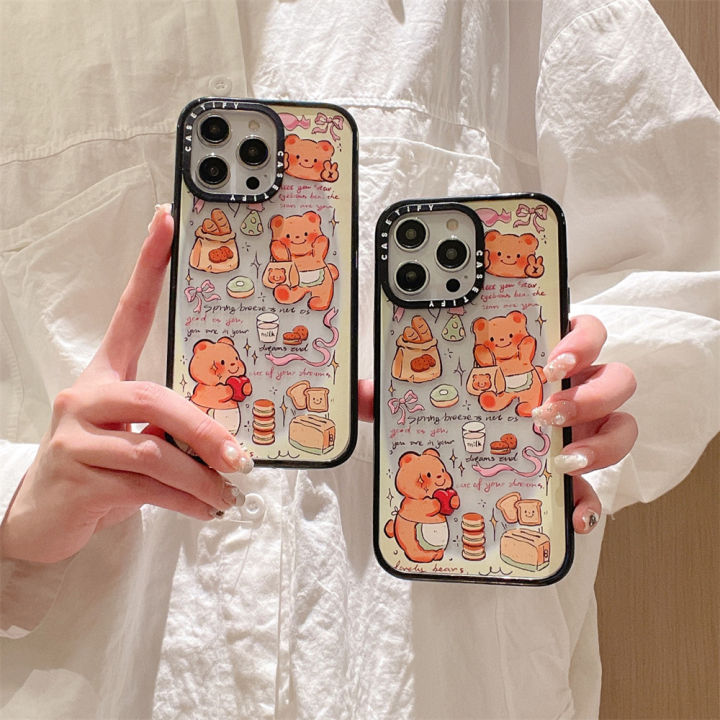 CASE.TIFY Acrylic Alien Phone case for iphone 15 15pro 15promax 14 14pro 14promax 13 13pro 13promax Cute Cartoon Dessert Bear Graffiti phone case 12 12pro 12promax 11 case 2024 New Design HD transparent Phone case for girl ins popular Side lettering