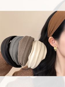 Wide Brim Hairband Womens New 2024 High Forehead Small Face Pressing Hair Clip Outdoor Wear Headwear Korean Style Fresh out