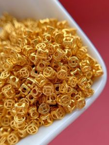 925 Ancient Silver Plated Gold Mini Copper Coin Loose Beads for DIY Handmade Bead Bracelet Fashion Jewelry Accessories