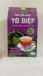 Hộp 40 gói trà túi lọc tô diệp Bảo Khang trà túi lọc tía tô kinh giới gừng Bảo Khang giảm ho tiêu đờm trắng da hạ sốt giảm cân