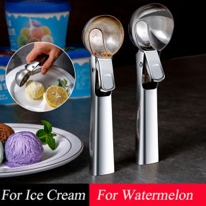 Two Size Ice Cream Scoops Stacks Stainless Steel Ice Cream Digger Non-Stick Fruit Ice Ball Maker Fruit Watermelon Cream Spoon