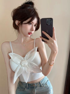 GUZILIAN | Pure Desire Floral Design Halter Crop Top Women Slimming Innerwear Outerwear Short Beautiful Summer Top Commute Style