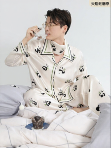 THEBEAST | Panda Print Mulberry Silk Pajamas for Couples