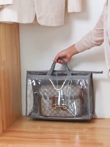 Anti Dust Clear Bag Handbag Hanging Storage Organizer PVC Dust Poof Protection Bag Sealed Bag Storage Box Transparent Handbag Doll Cosmetic Organizer
