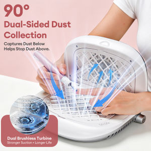 Foreverlily | Foldable Nail Dust Collector 90° Dual-Sided Dust Collection Dual-Fan Brushless Nail Dust Extractor for Nail Salon Personal Use