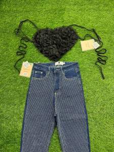 กางเกงยีนส์ขายาว เอวสูง งานรีดเพชรวิบวับๆ เพชรเเน่นๆ ขึ้นกล้องสุดๆ S-6XL