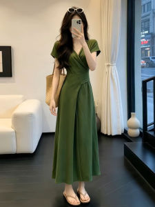 Ge·an·fei | French Style Green Slim Fit A-Line Summer Dress