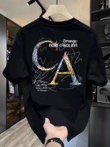 Áo Thun Cotton Mỹ Nam Mùa Hè 2025 in Họa Tiết Cổ Tròn Dáng Rộng Tay Ngắn Phong Cách Mỹ Thường Ngày Thường Ngày