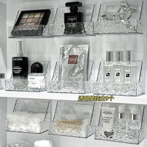 กล่องจัดระเบียบสำหรับตู้กระจกในห้องน้ำแบบติดผนัง กล่องเก็บของในตู้ครีมกันหน้ากาก ชั้นวางของแบบไม่ต้องเจาะ