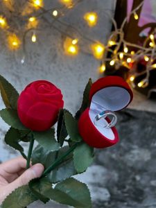 Rose Flower Ring Box Mothers Day Gift Creative Practical for Mom And Grandma Student Party Festive Romantic Red Color